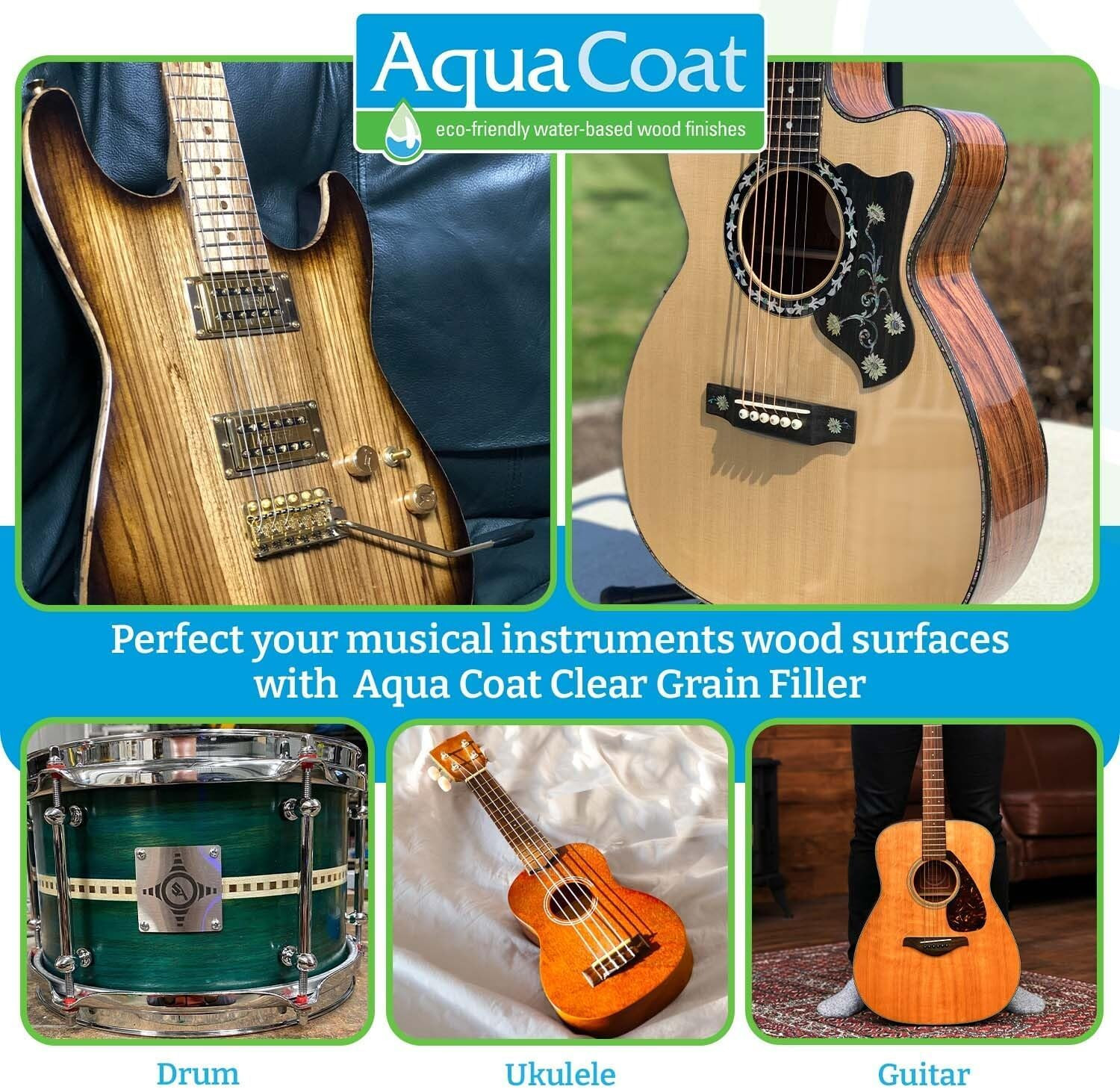 Aqua Coat Water-Based Clear Wood Grain Filler Gel Low Odor Glossy Finish 8 oz