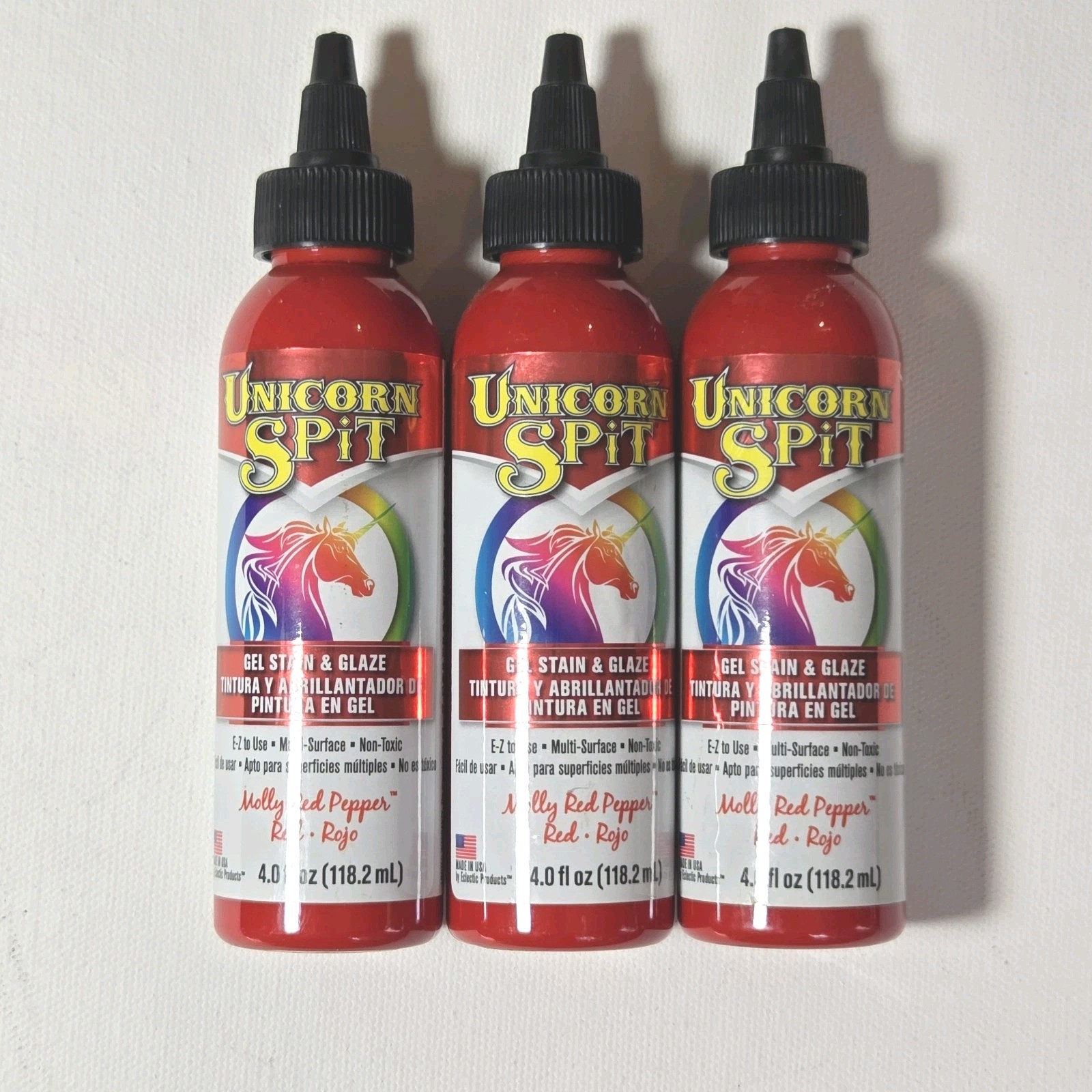 3 Bottles Unicorn SPiT Molly Red Pepper Gel Stain & Glaze NEW DIY Furniture