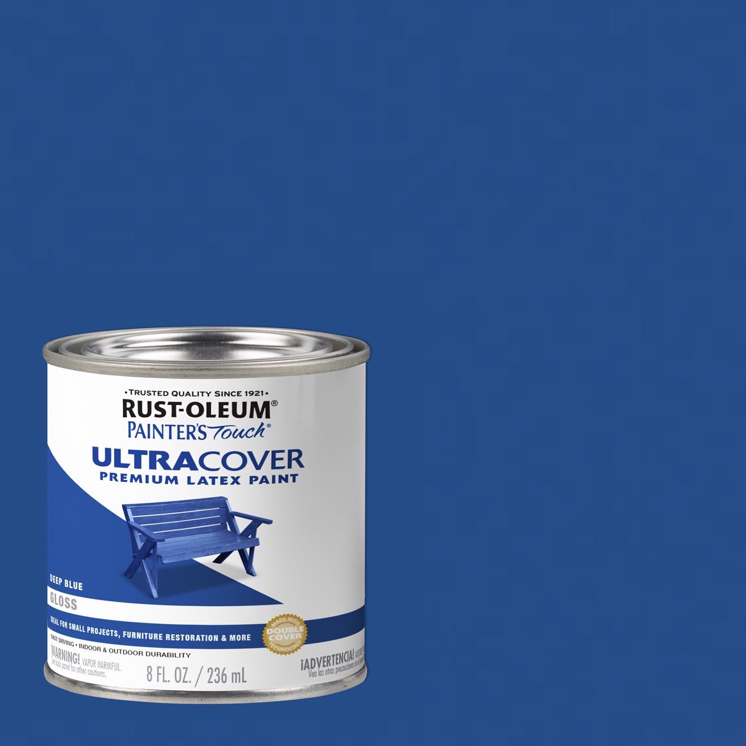 Rust-Oleum 224423 Ultra Cover Latex Gloss Deep Blue Paint 1/2 pt. (Pack of 6)