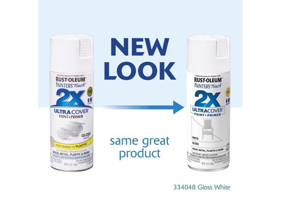 PAINTER’S Touch Gloss Spray Paint, Gloss, White, 12 oz, Aerosol Can