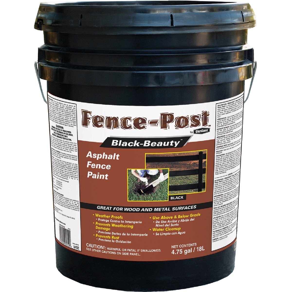 Gardner Fence-Post Black-Beauty 5 Gal. Asphalt Fence Paint 9005-GA Gardner