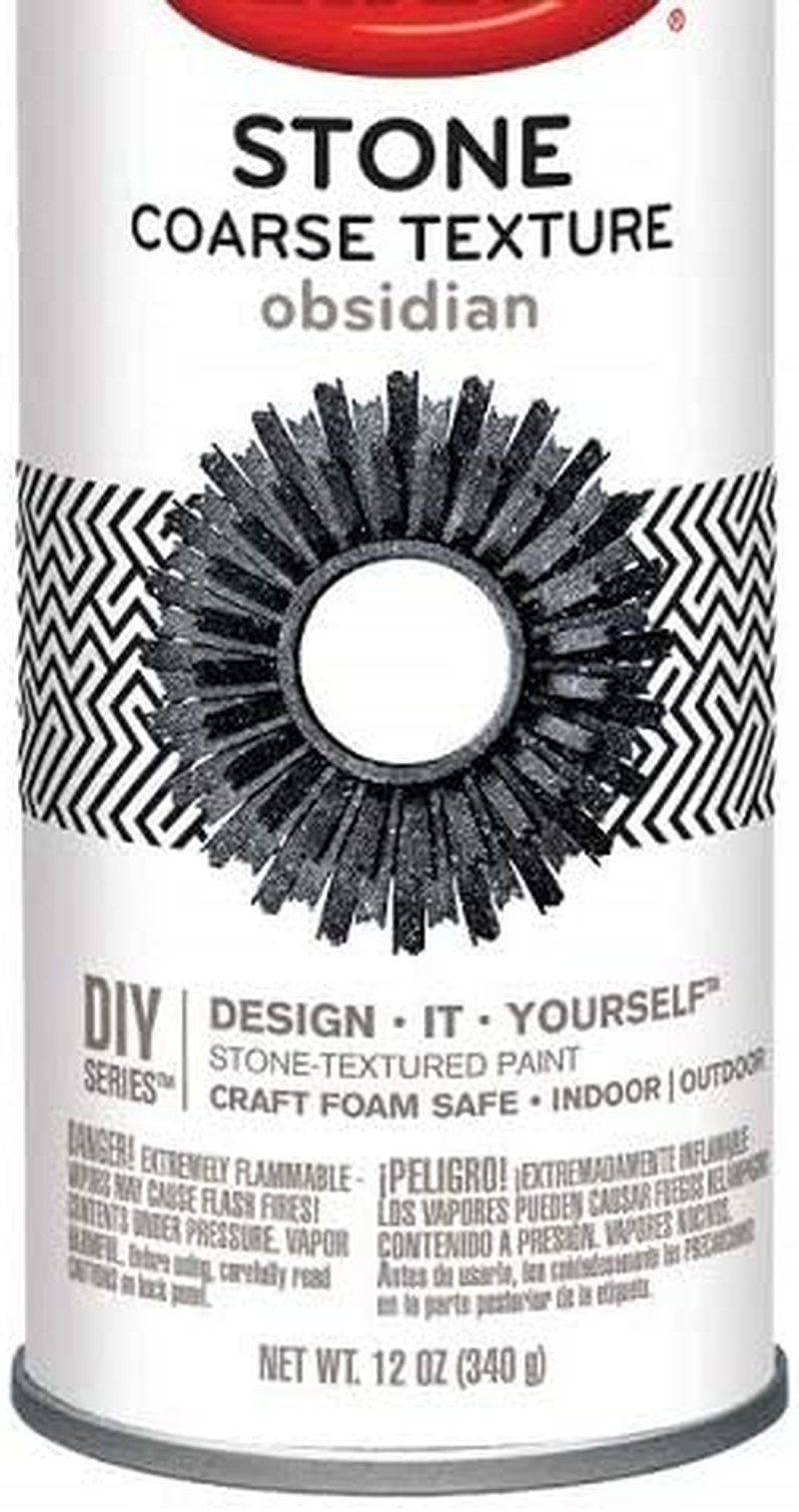 K18212 Coarse Stone Texture Finish Spray Paint, Obsidian, 12 Ounce