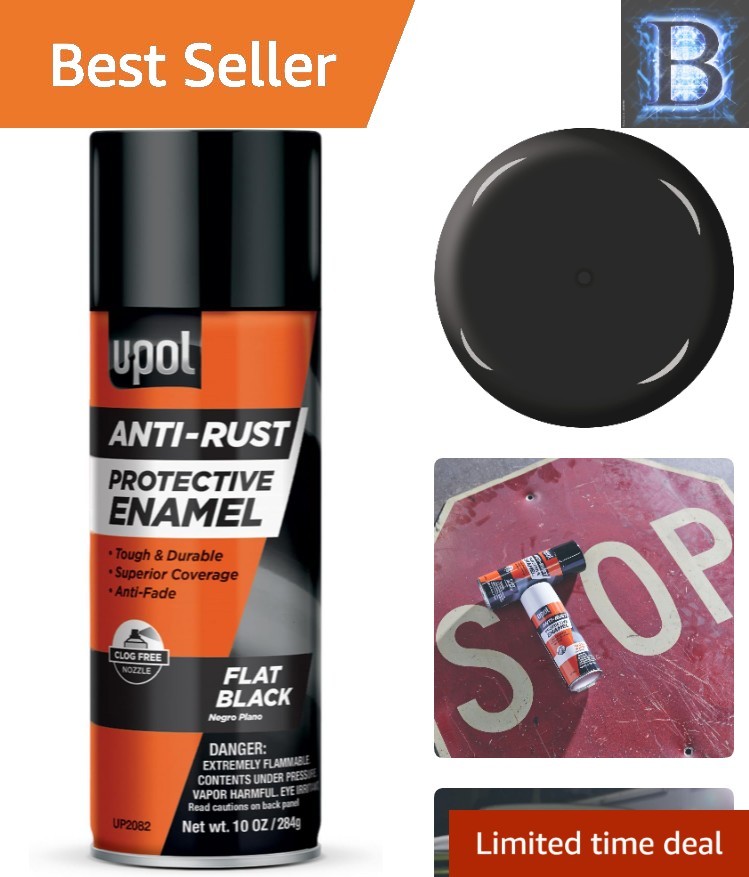 Long-Lasting Anti Rust Enamel Spray Paint, 10 oz Flat Black – Easy Application