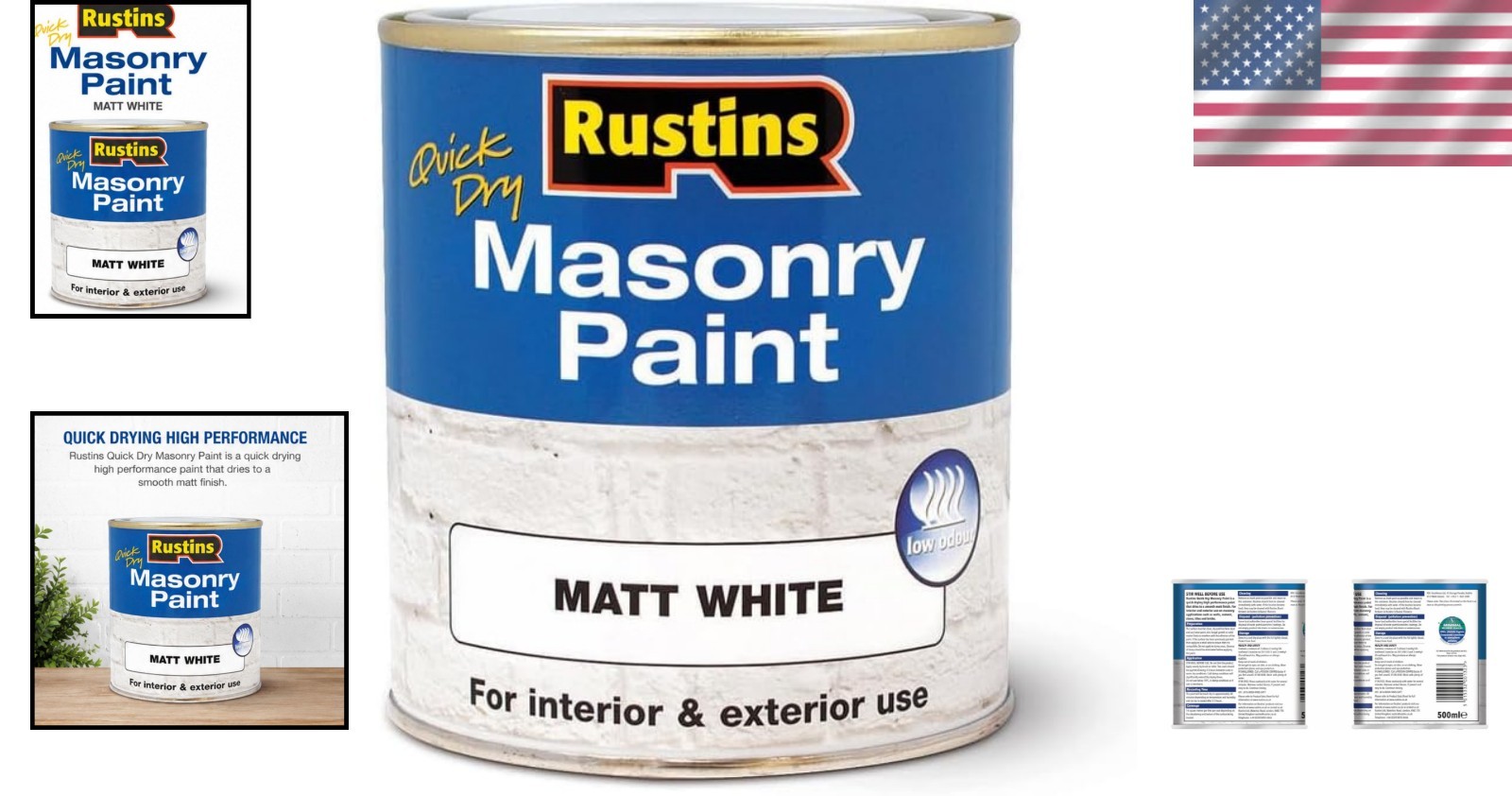Rustin’s Quick Dry Matte White Masonry Paint 500ml – Effortless Application