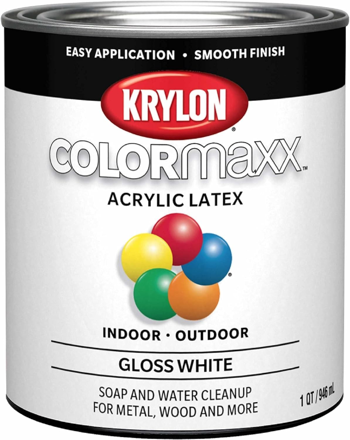 ColorMaxx Gloss Interior/Exterior Acrylic Latex Paint, White, 1 Qt. – 1 Each