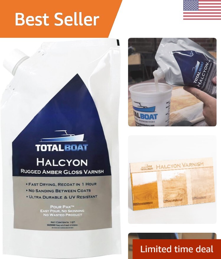 Halcyon Marine Varnish Clear Amber, Quart | Water-Based Polyurethane Wood Fin…