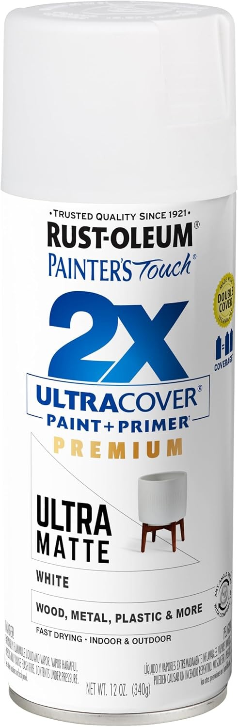 Rust Oleum Painter’s Touch 2X Ultra Cover Spray Paint Ultra Matte White Indoor