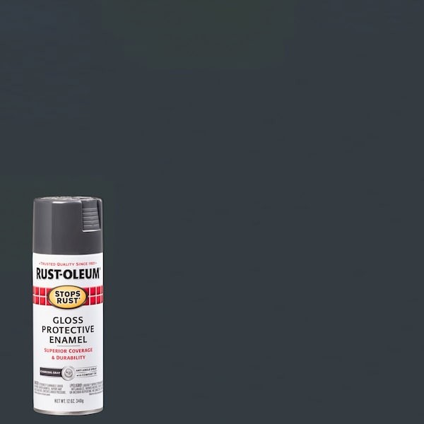 Rust-Oleum 7784830 Spray Paint, Charcoal Gray, Gloss, Solvent, 12 Oz