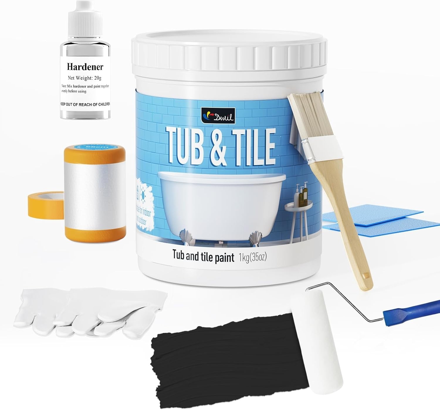 Water Based Tile Paint, Quick-Dry, 33oz – Semi-Gloss Black