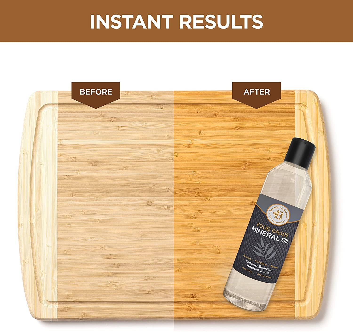 Mineral Oil for Wood Cutting Board – Food Grade 8 Fl Oz, Transparent