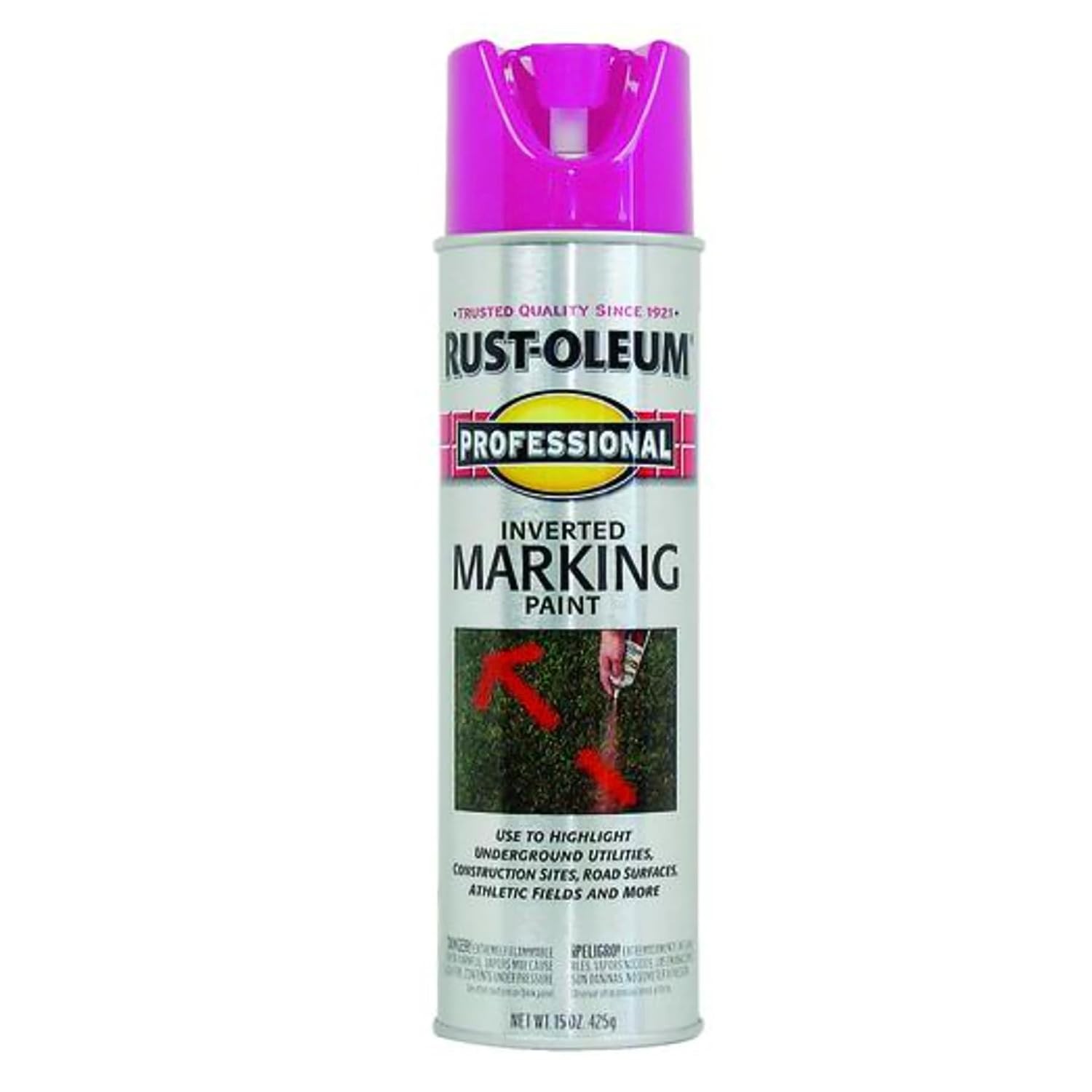 Rust-Oleum 390471 Professional Inverted Marking Spray Paint, 15 oz, Fluorescent