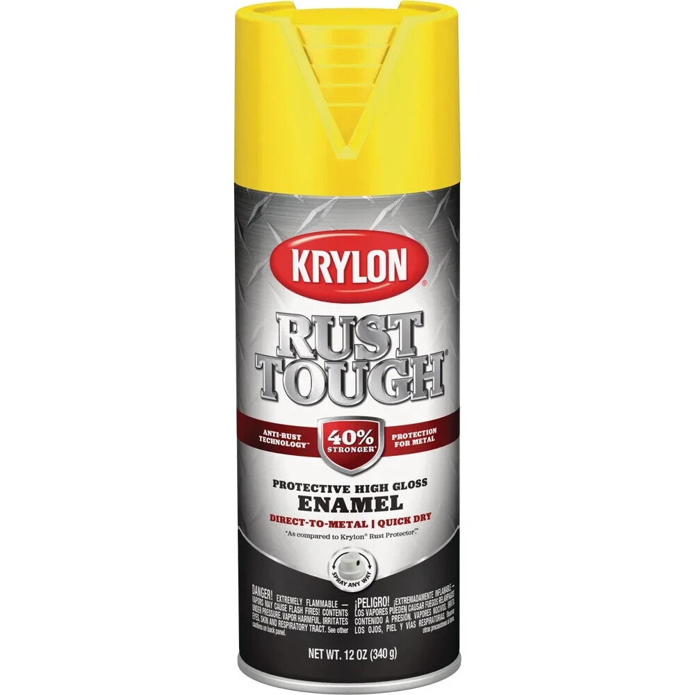 6PK KRYLON RUST TOUGH GLOSS SUN/SAFETY YELLOW RTA9211 SPRAY PAINT FREE SHIPPING