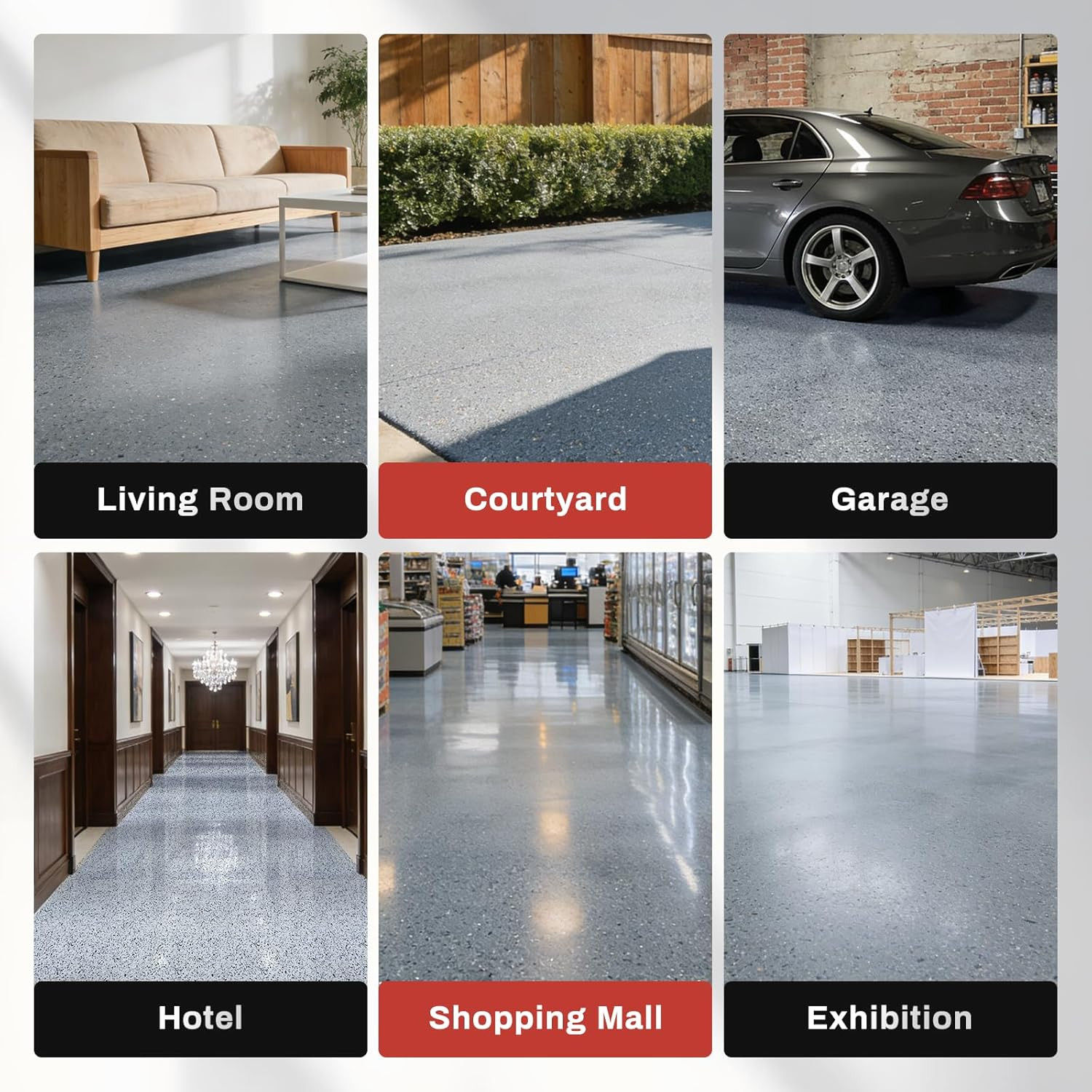 Light Gray Epoxy Quartz Sand Floor Paint Kit – Self-Leveling, Low Odor, 2Kg