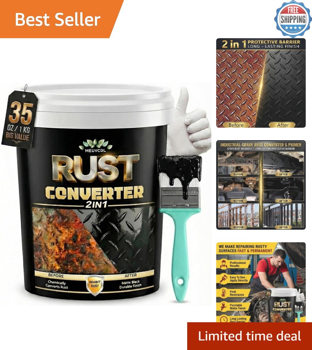 Professional Quality 35 Fl Oz Matte Black Rust Converter for Metal Protection