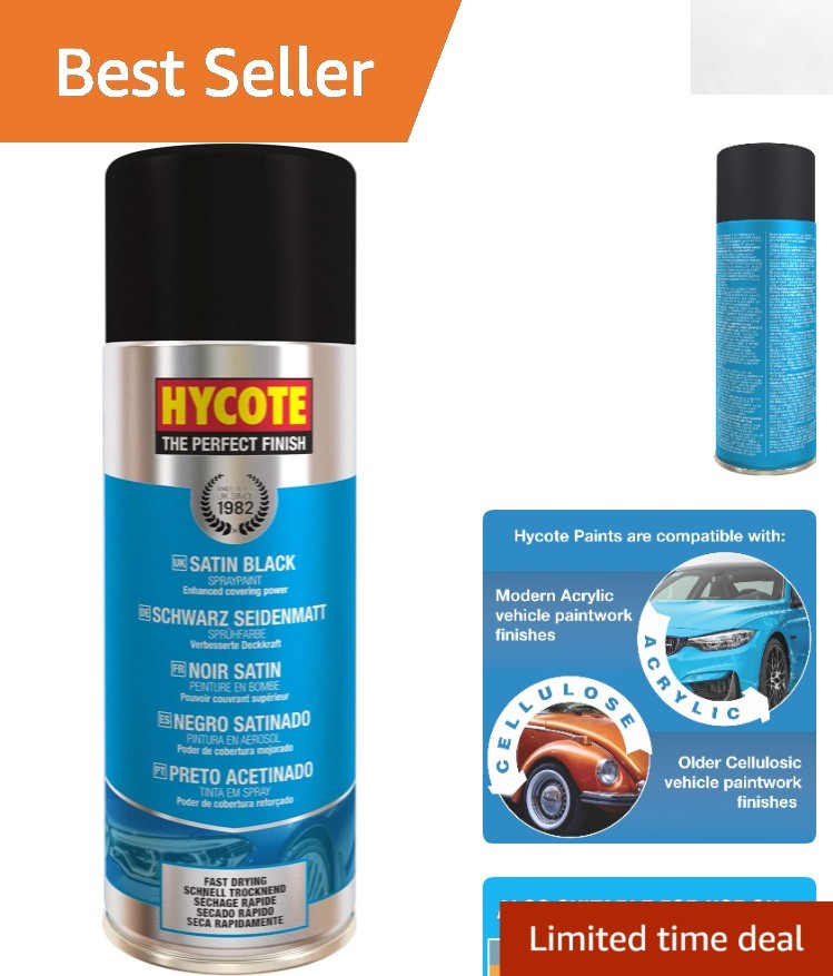 Fast-Drying Satin Black Spray Paint 13.5 Oz – UV Resistant for Automotive & DIY
