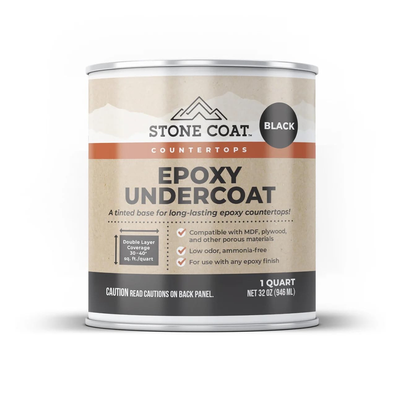 Epoxy Undercoat 1 Quart (32 Fl Oz Black) High-Bond Epoxy Primer for MDF, Plyw…