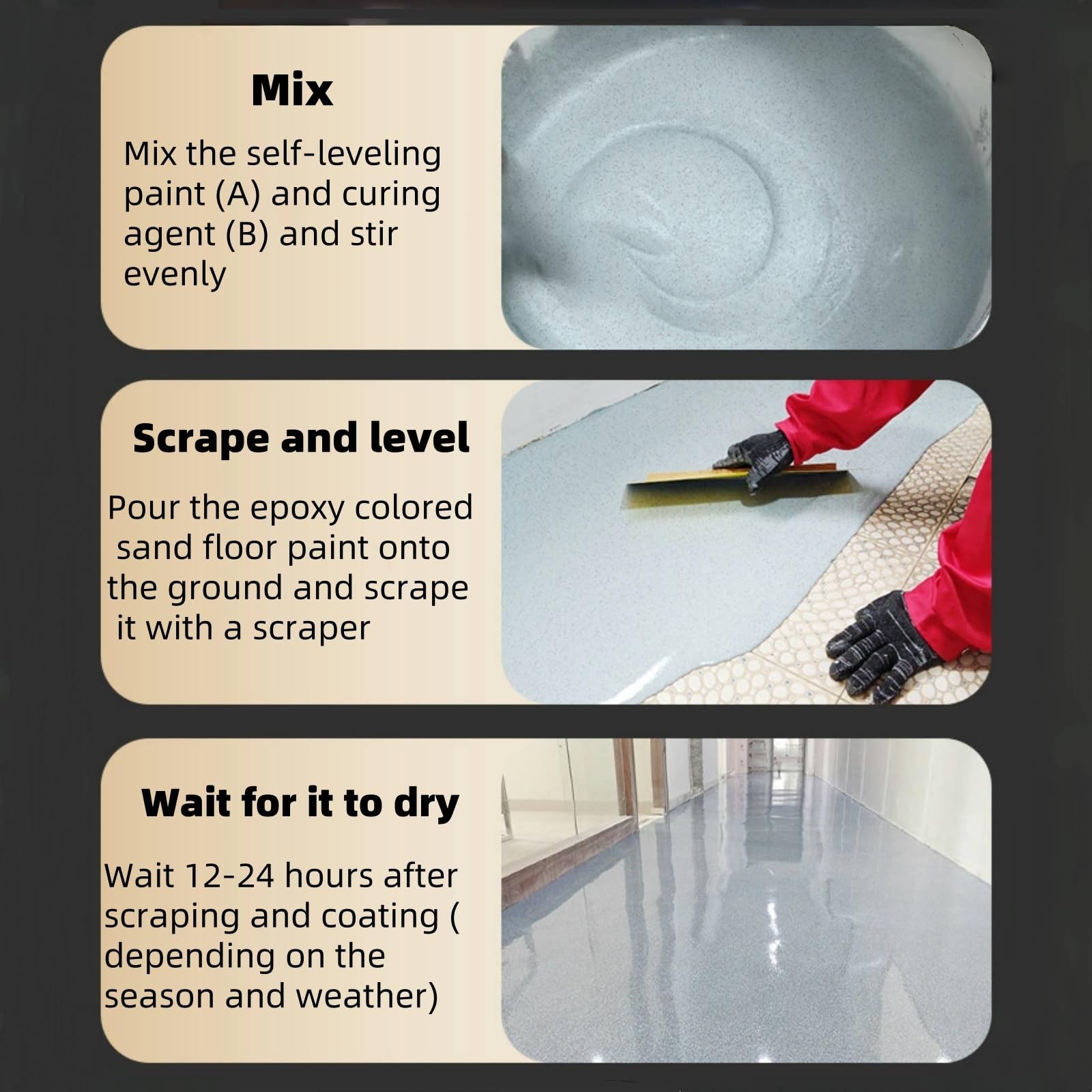 Epoxy Colored Sand Floor Paint, Epoxy Floor Paint High Gloss Marble Effect Co…