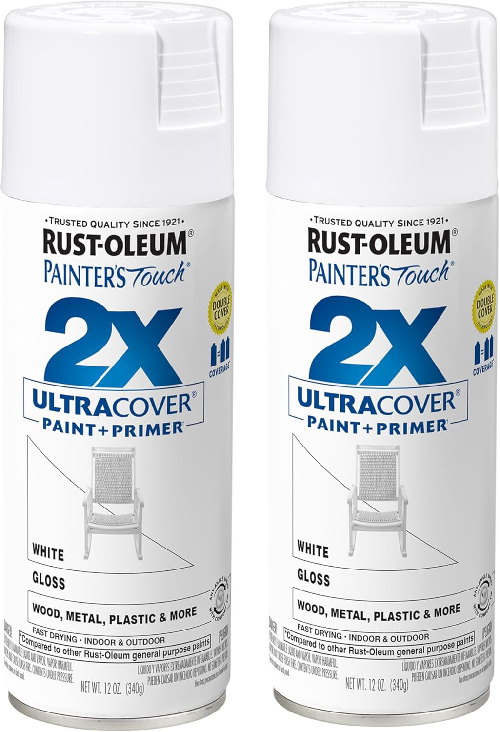 334048-2PK Painter’S Touch 2X Ultra Cover Spray Paint, 12 Oz, Gloss White, 2 Pac