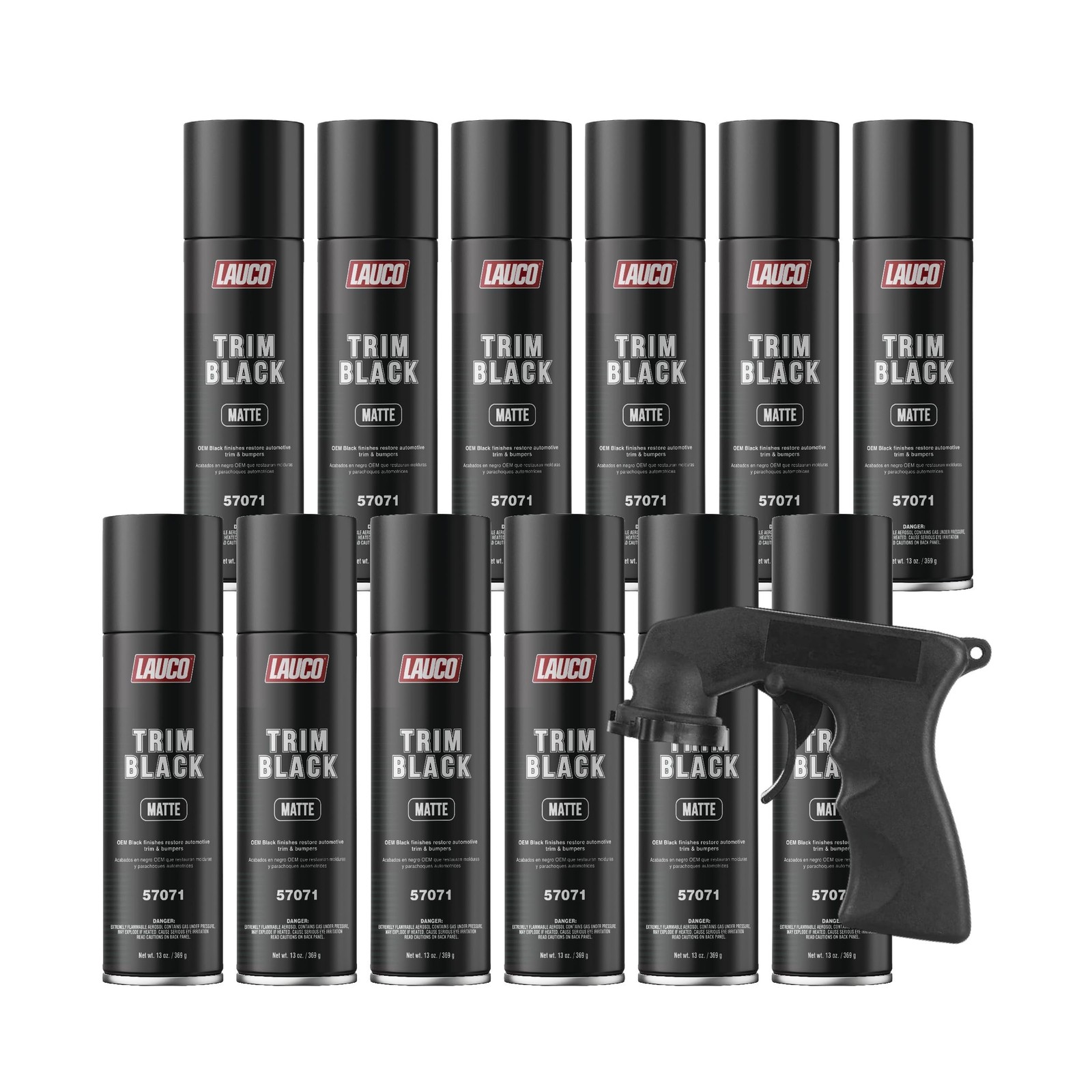 LAUCO Trim Black Matte 13 oz. Automotive Spray Paint Can with Gun – Pack of 1…