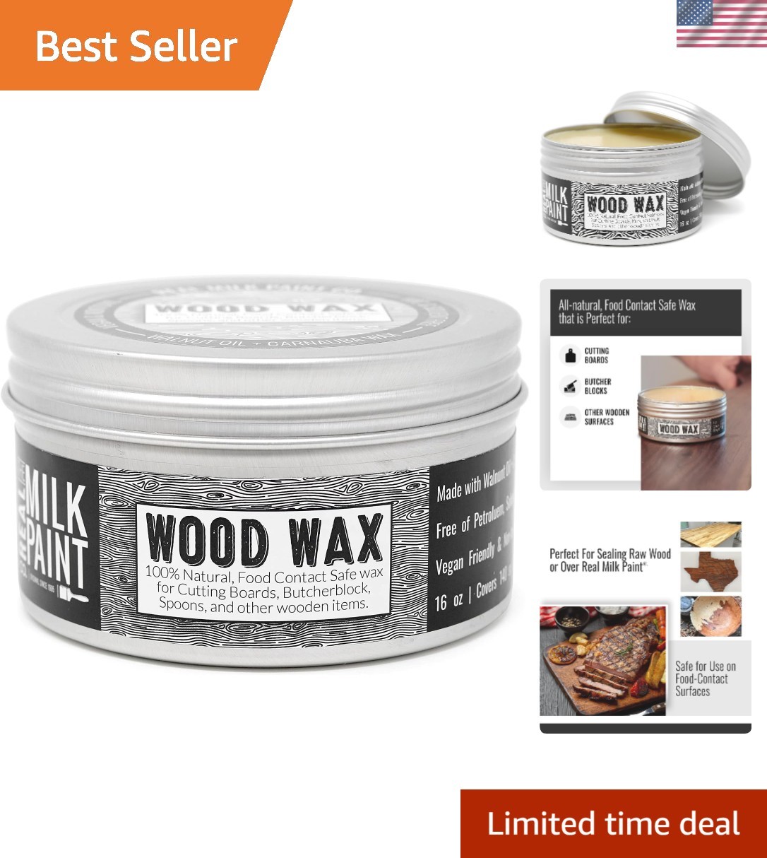 16 oz Food Grade Wood Wax – Perfect for Finishing Unfinished Furniture