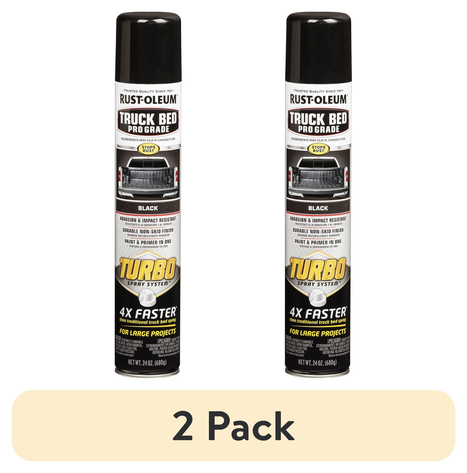 (2 pack Stops Rust Turbo Automotive Flat Textured Truck Bed Spray Paint Black 24