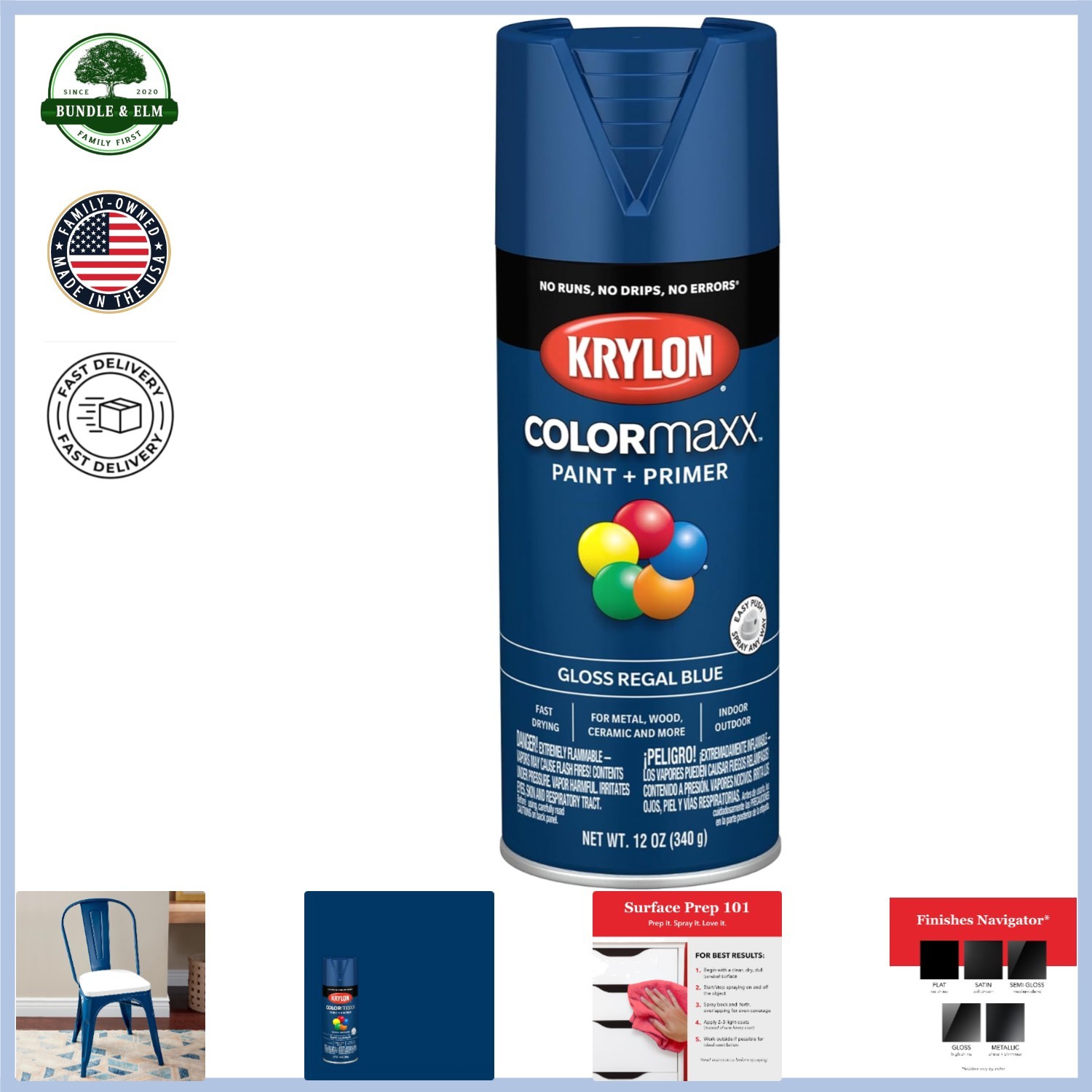 Versatile Indoor/Outdoor Spray Paint in Gloss Finish for Various Materials