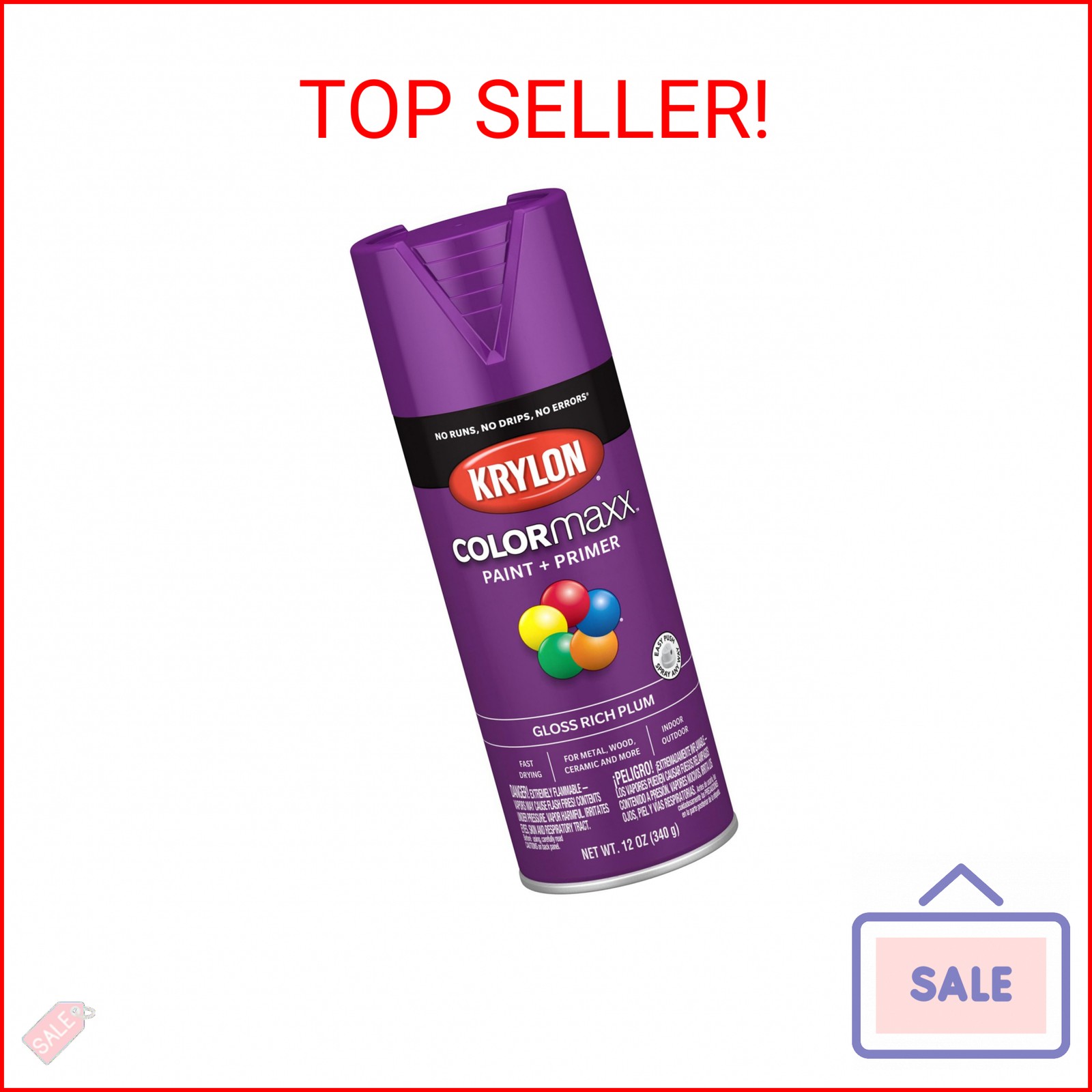 Krylon Colormaxx Gloss Spray Paint & Primer, Rich Plum – 1 Each