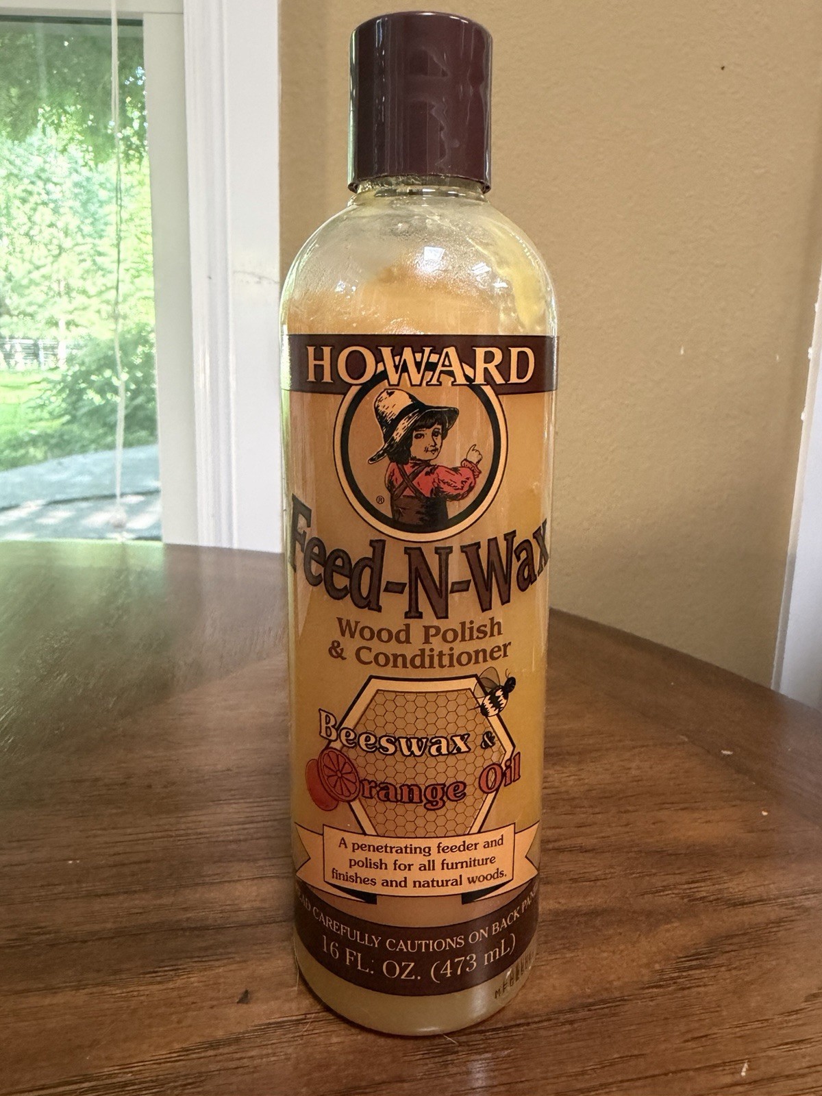 Howard FEED N WAX Wood Polish & Conditioner Clear Beeswax & Orange Oil 16 oz NEW