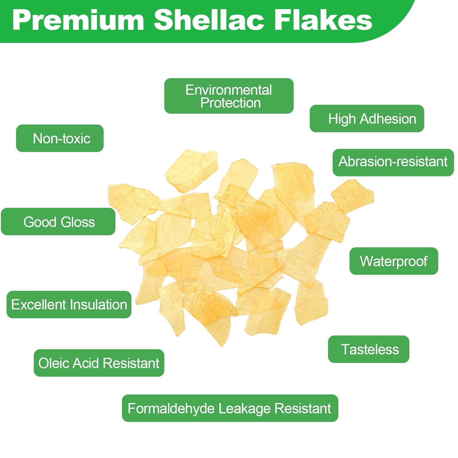 1.1 LB/17.6 OZ Blonde Shellac Flakes, 500G Pure Flakes Yellow
