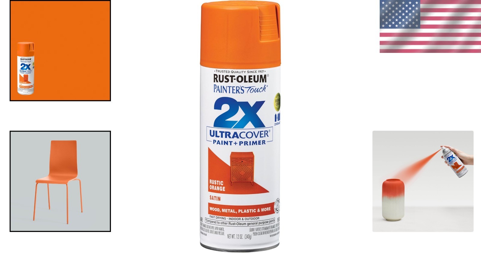 Durable Satin Rustic Orange Spray Paint 12 Ounce for Interior Exterior Projects