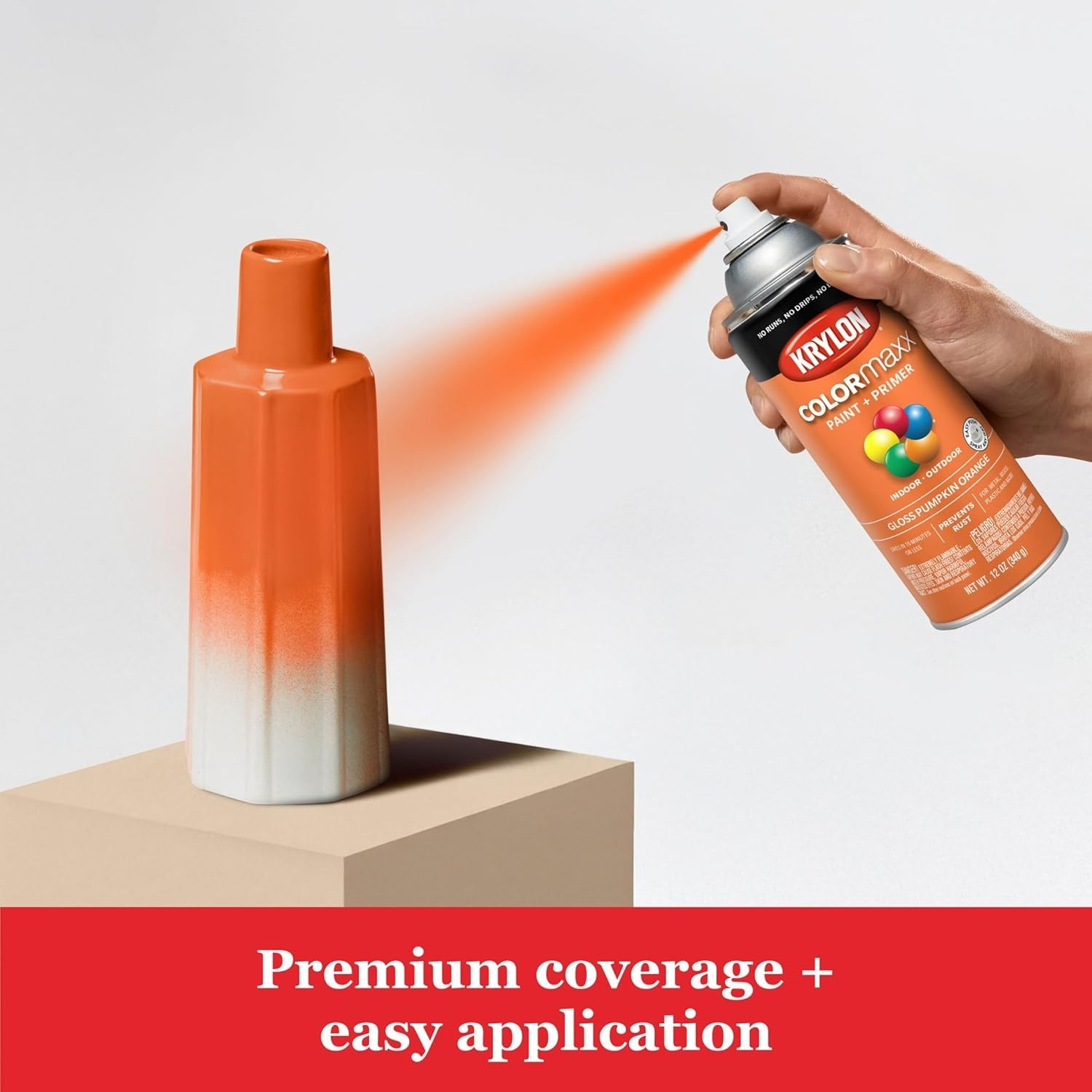 Gloss Pumpkin Orange 12oz Spray Paint Krylon ColorMaxx Fast Dry Rust Protection