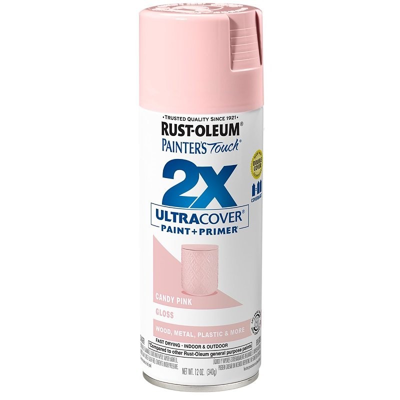 Rust-Oleum Painter’s Touch 2X Ultra Cover 334028 Spray Paint, Gloss, Candy Pink,