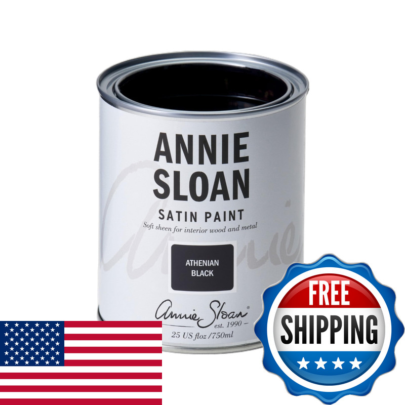 Annie Sloan Satin Paint Athenian Black 25 Fl Oz /750 Ml. Soft Sheen For