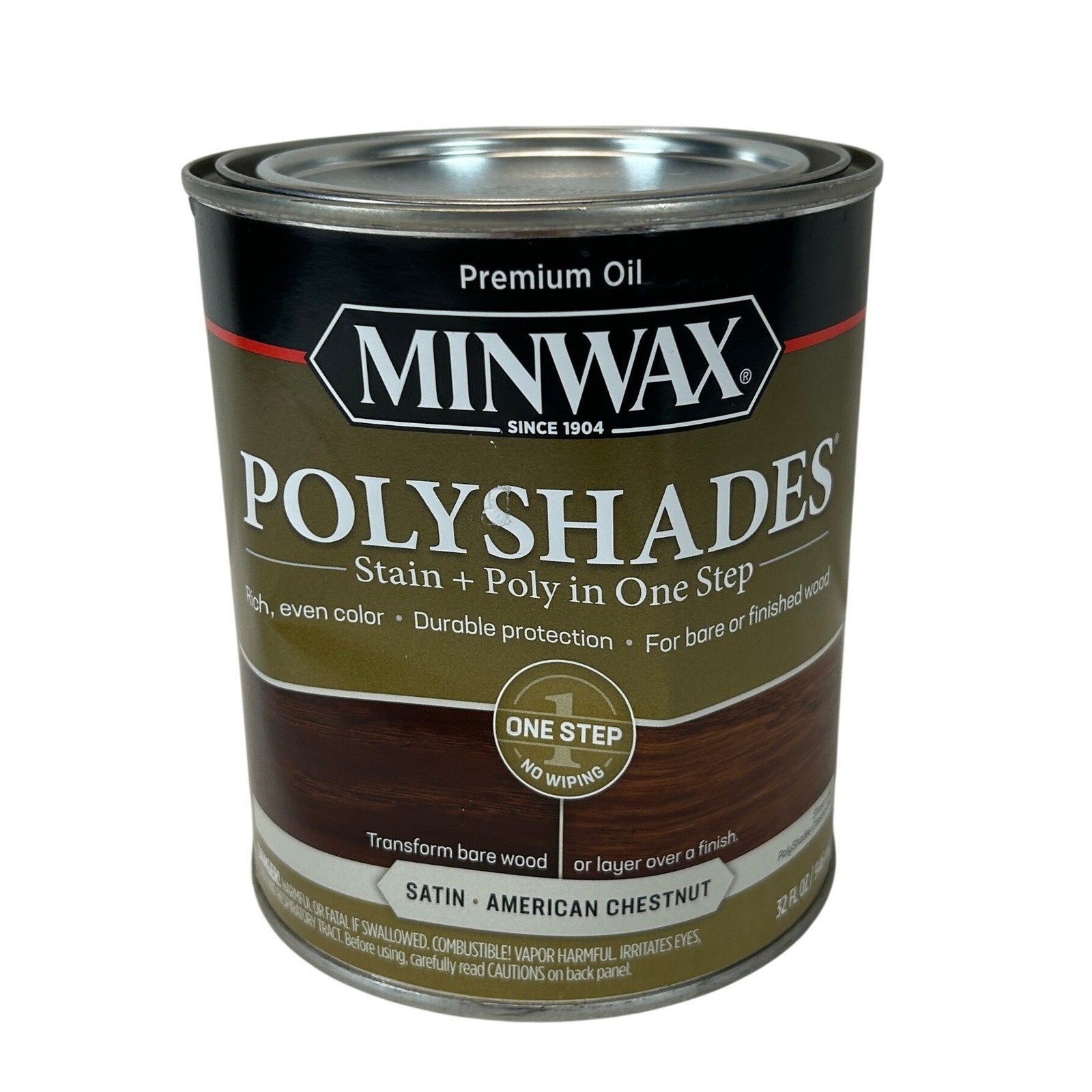 Minwax PolyShades American Chestnut Satin Oil Based Wood Stain and Poly 32oz