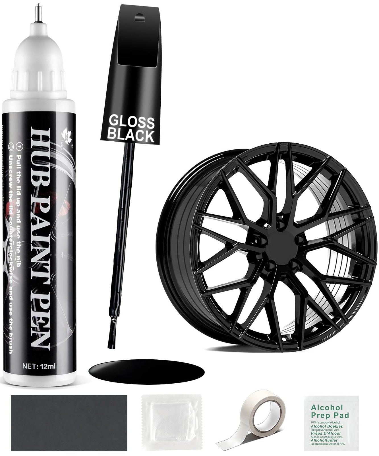 Gloss Black Rim Repair Kit, Wheel Paint and Rim Paint Touch Up Pen for Curb R…