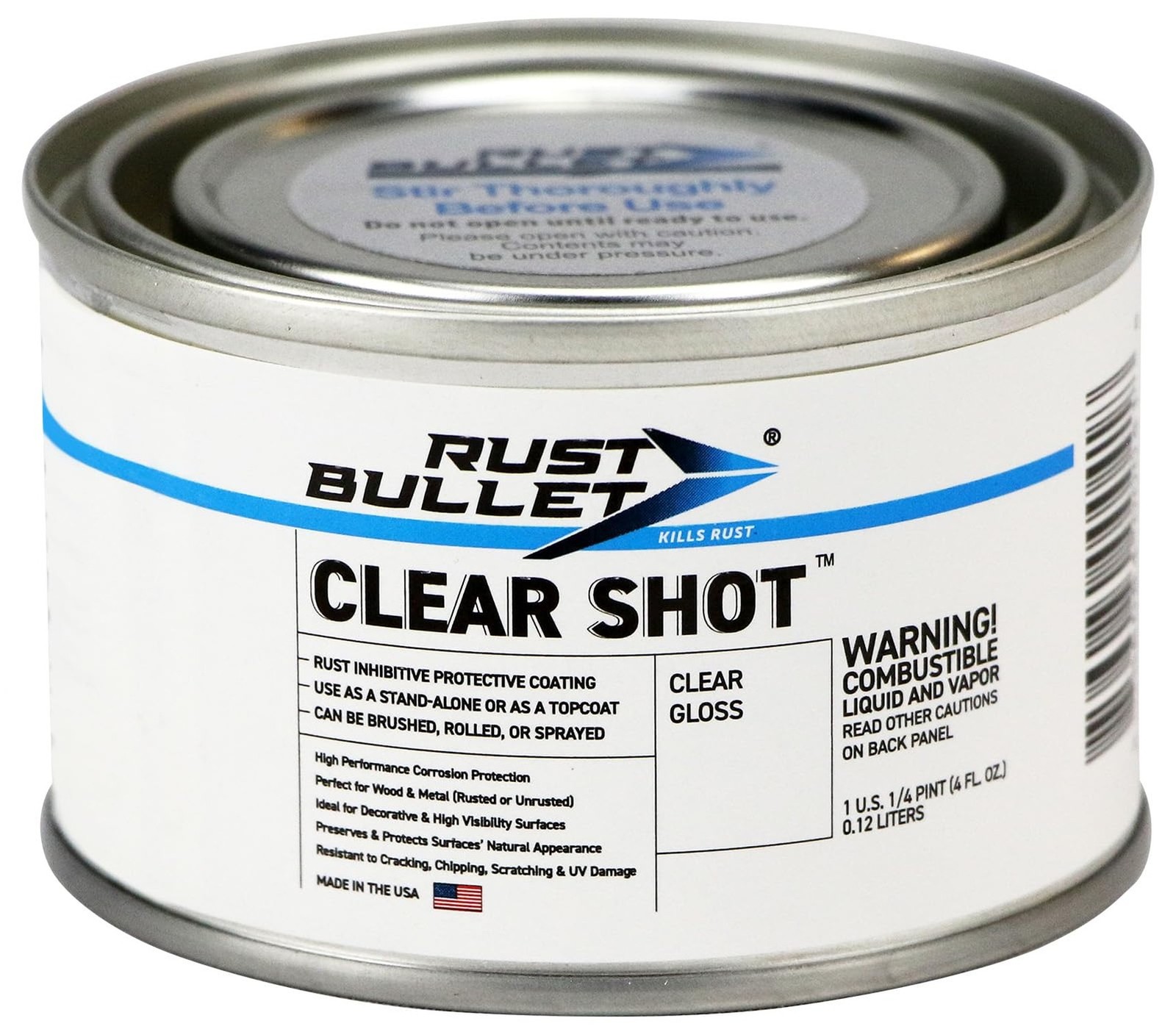 RUST BULLET Clear Shot – Clear Gloss – 1/4 Pint – Clear Coat for Automotive, …