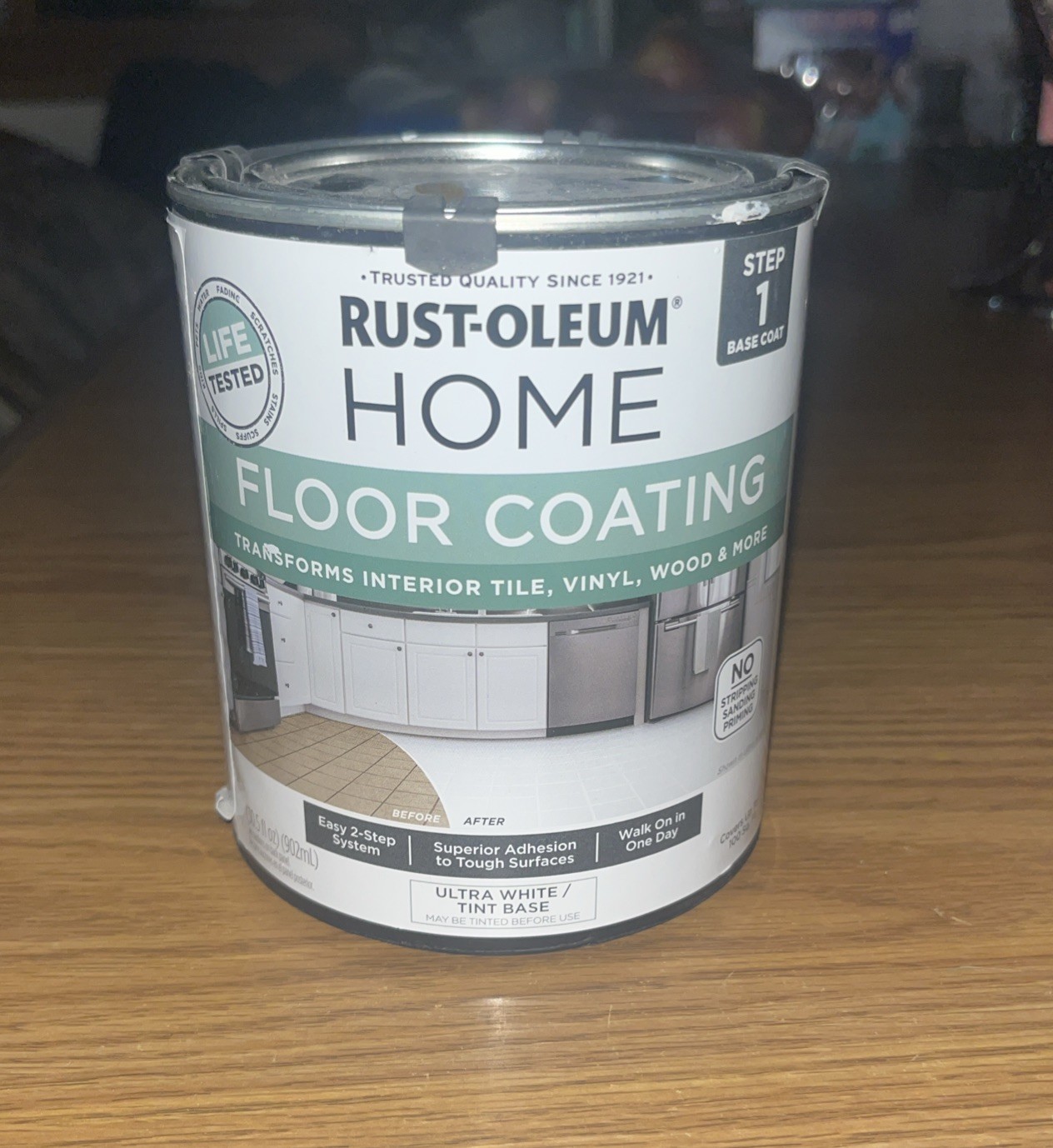 Rust-Oleum 358876 Floor Coating, Ultra White/Tint Base, 1 qt NEW