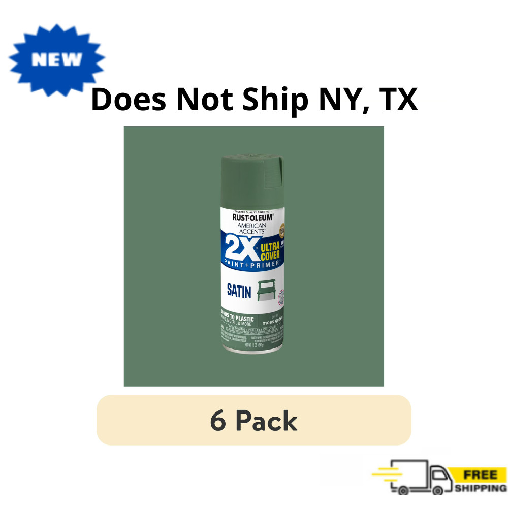 Rust-Oleum Moss Green Satin Spray Paint, 2X Ultra Cover, 12 oz, 6 Pack Spray Can