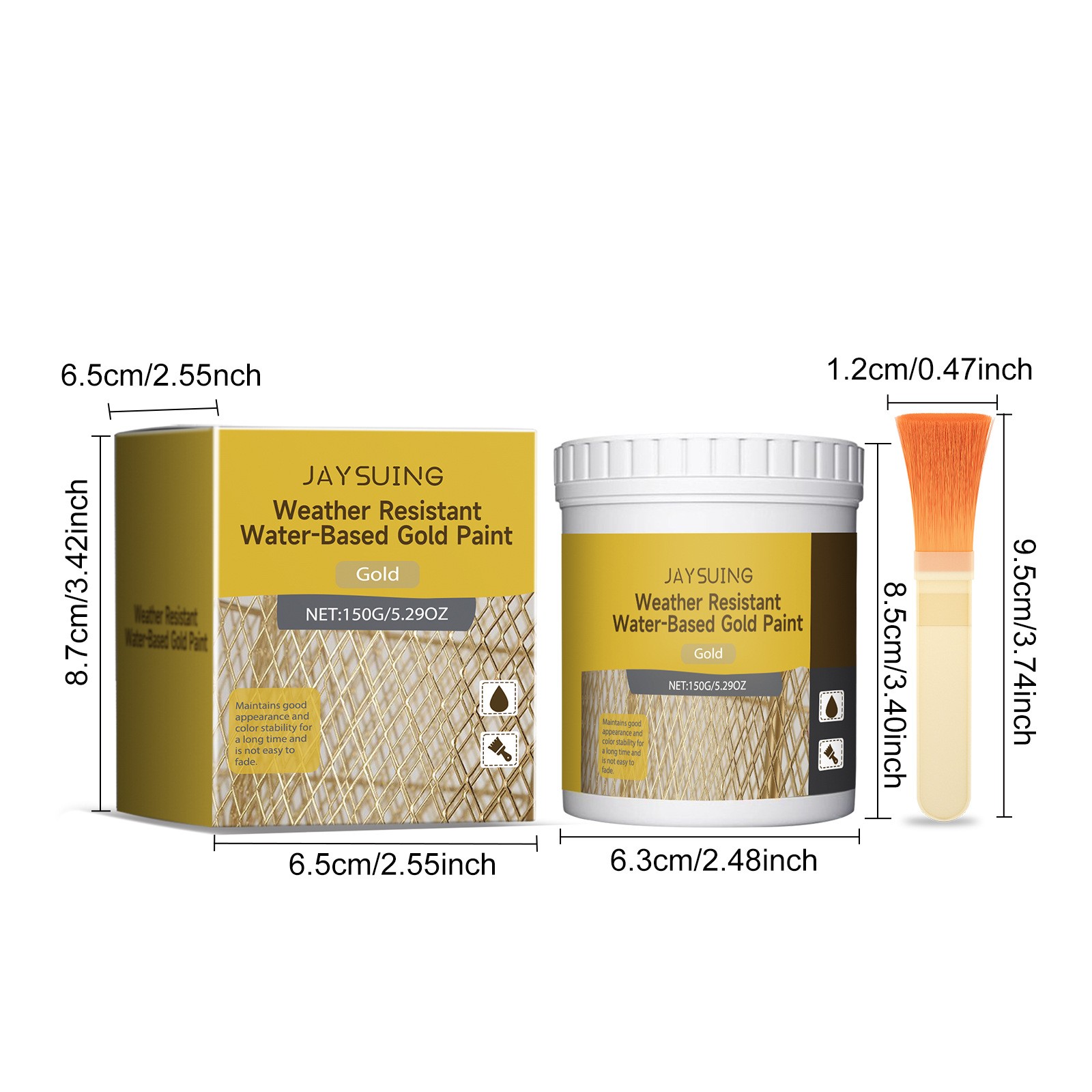 1~3x Water-Based Weather-Resistant Gold Paint,Water Based Gold Leaf Paint 150g