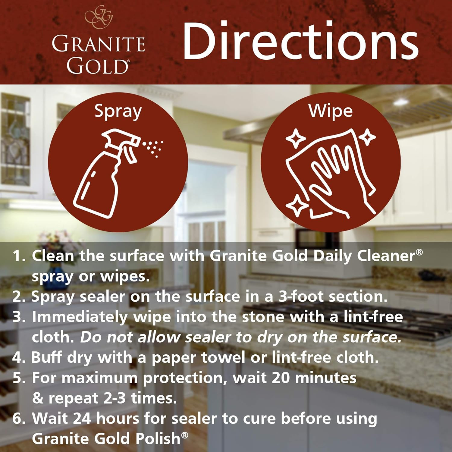 Water-Based Sealer Spray Protection for Granite, Marble, Travertine, Natural Sto
