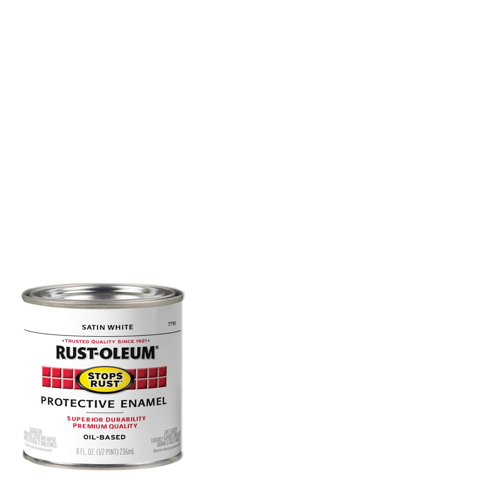 Rust-Oleum 7791730-6PK Stops Rust Brush On Paint, Half Pint, Satin White, 6 Pack