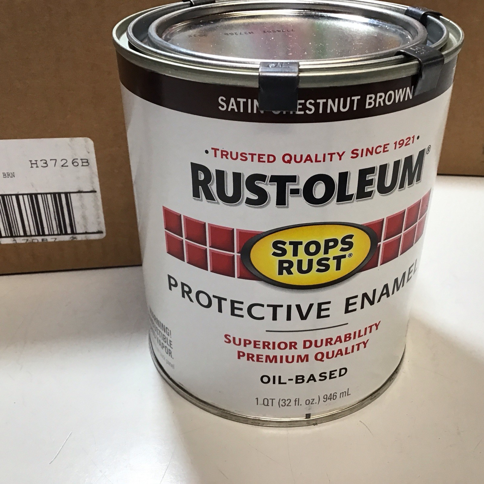 Rust-Oleum 7774502-2PK Stops Rust Brush On Paint, Quart, Satin Chestnut Brown