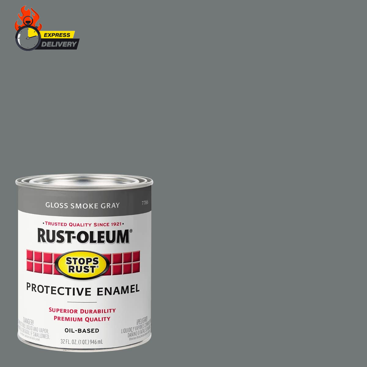 7786502 Protective Enamel Paint Stops Rust, 32-Ounce, Gloss Smoke Gray, 1 Quarts