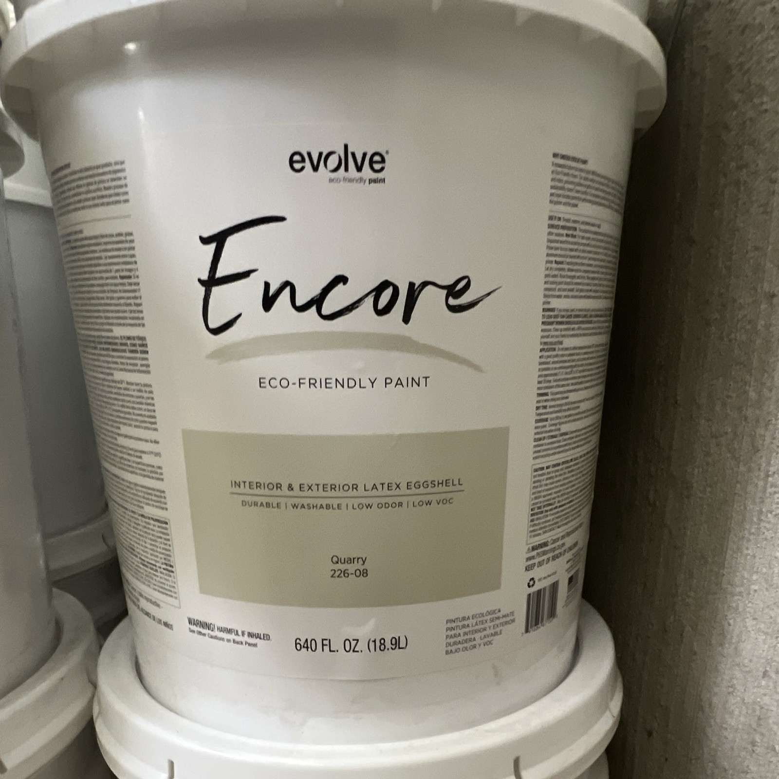 Evolve Eco-Friendly Latex Paint+Primer 5gal Int/Ext White/Shale/Quarry