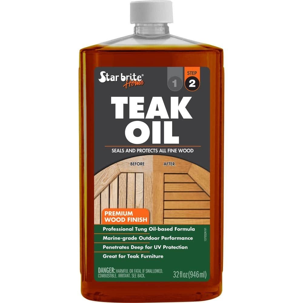 32 Fl. Oz. Premium Teak Oil Easy to apply Sealer Fast Drying Preserver Clear