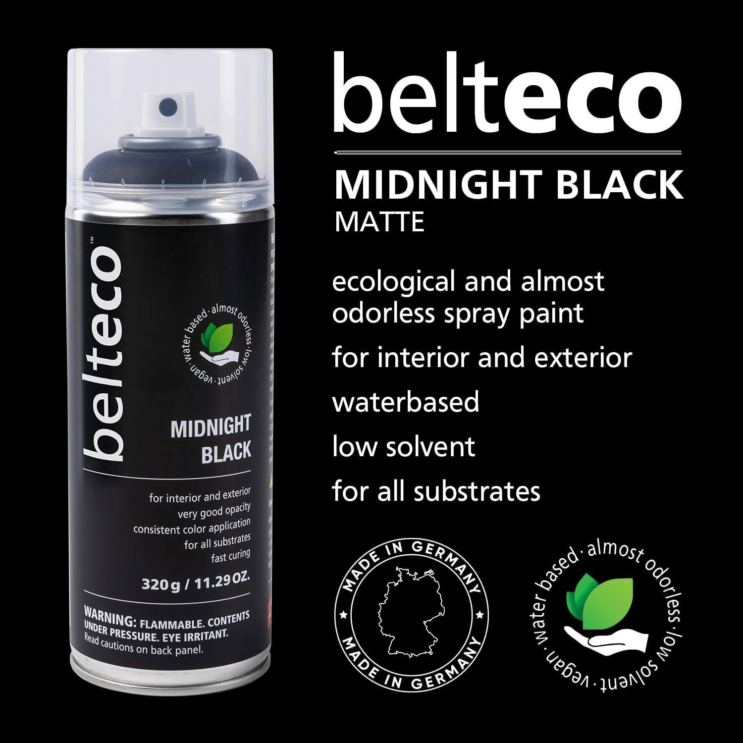 Spray Paint Black Matte | Water-Based & Odorless | Weather & UV Resistant | I…