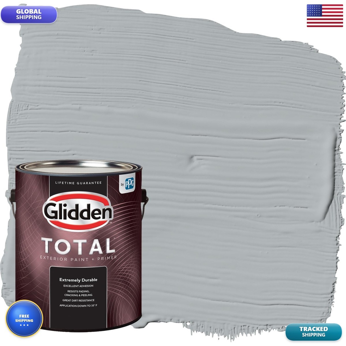 Glidden Total 1 Gal. Stargazer/Gray Flat Exterior Paint Premiumr 396900|Ppg1011-