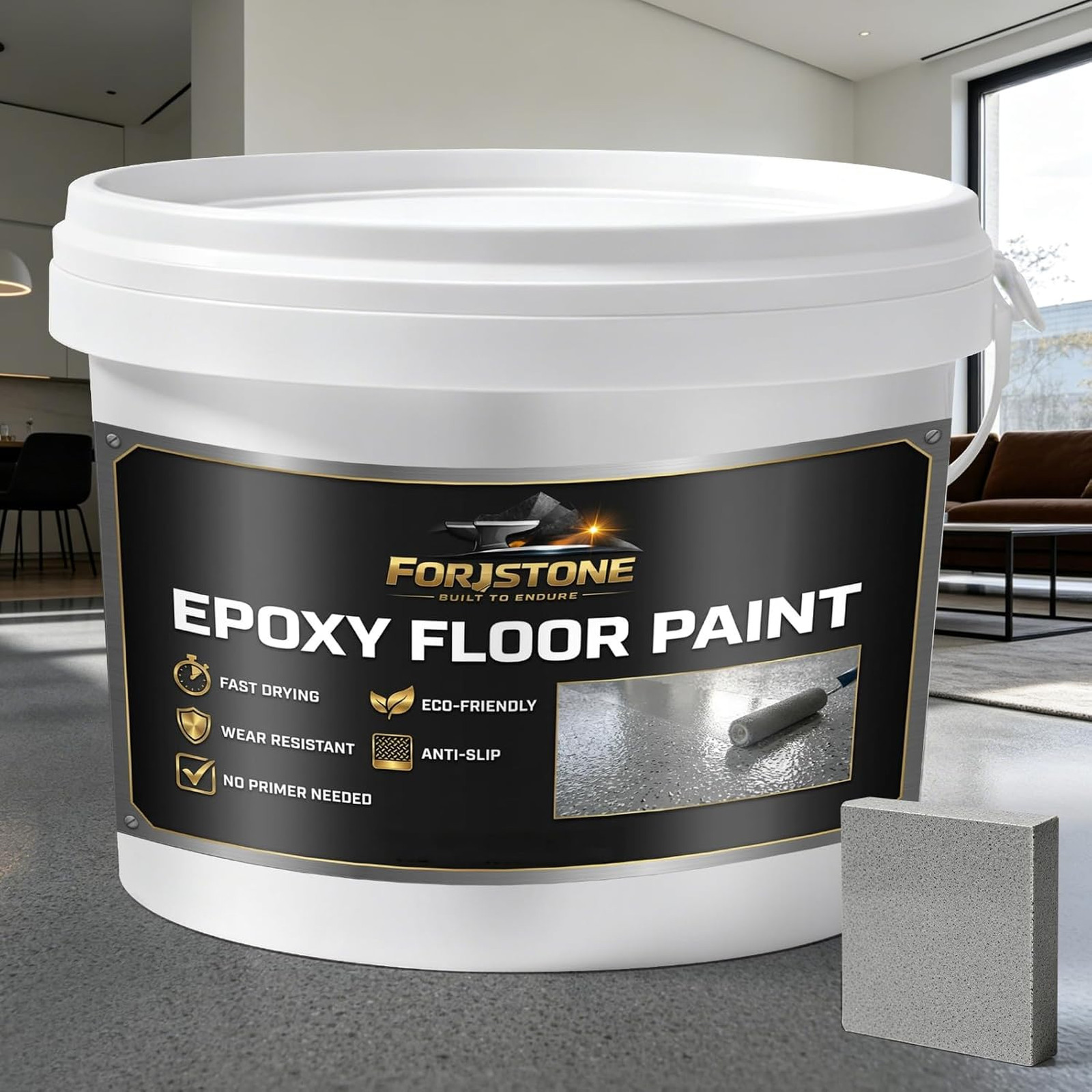 Epoxy Floor Paint Colored Sand Self Leveling Kit High Gloss Wear Resistant Non