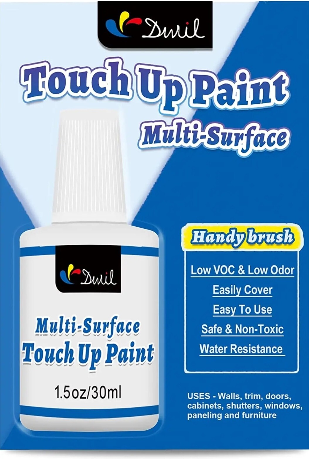 Multi Surface Touch Up Paint Dwil White Ivory Interior and Exterior H 1.5oz/30ml