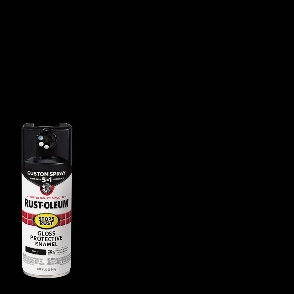 (12)-Rust-Oleum Stops Rust 12 Oz. Custom Spray 5 in 1 Gloss Spray Paint, Black